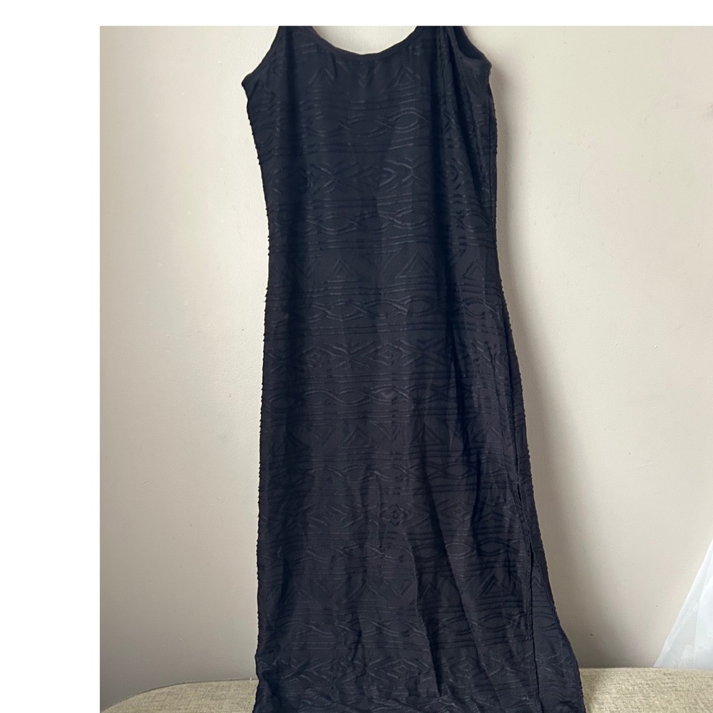 Y2K Shape FX Dress Women's 8P Black‎ Sleeveless Maxi Glam Whimsigoth Basics
